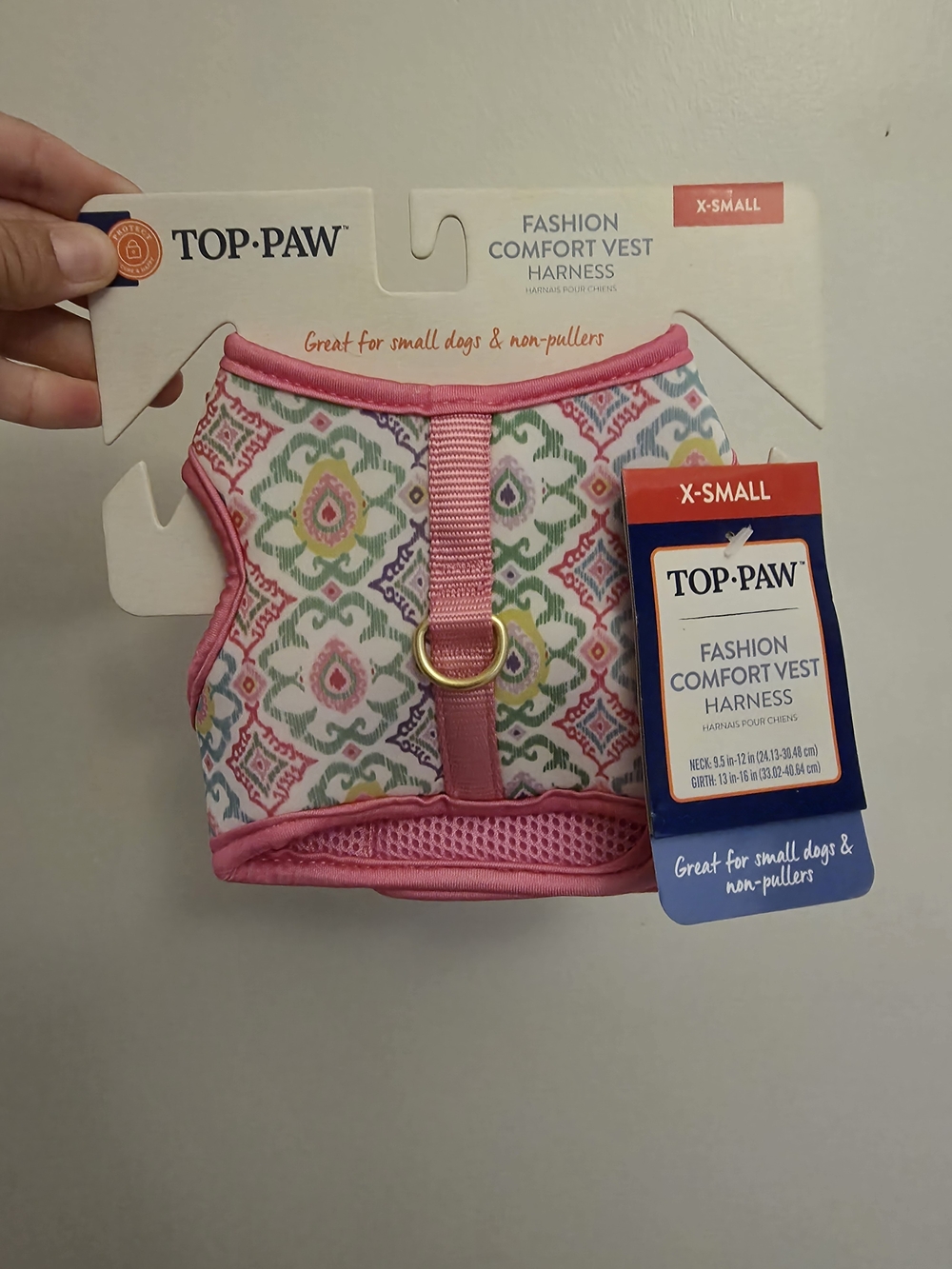 Top Paw Pink & Multicolor Geometric Comfort Vest Harness - X-Small